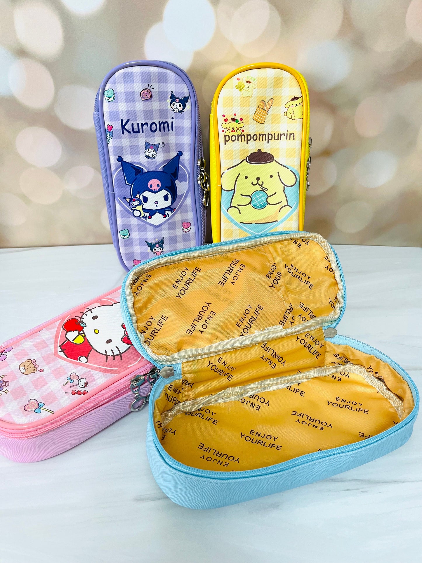 Sanrio Pencil Case - Kuromi, Cinnamoroll, Hello Kitty, My Melody, Pompompurin - Kawaii Pencil Holder - Stationary Pencil Pouch Birthday Gift