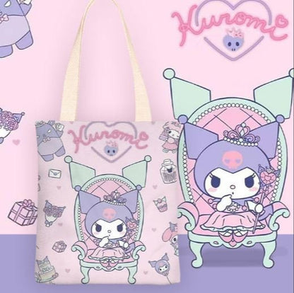 Sanrio Family Canvas Tote - Limited Editions -  Kuromi, Cinnamoroll, Hello Kitty, My Melody, Pompompurin - Kawaii Gift for Sanrio Fans