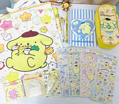 Pompompurin Stationery Gift Box - Lmited edition Included Sanrio pen, pencils, pencil bag, stickers, tote, notebook, sticky notes, keychain