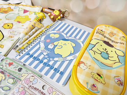 Pompompurin Stationery Gift Box - Lmited edition Included Sanrio pen, pencils, pencil bag, stickers, tote, notebook, sticky notes, keychain