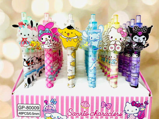 Sanrio Charm Black Ink Pen - Mermaid Kuromi, Cinnamoroll, Hello Kitty, My Melody, Pompompurin - Black Pen - Kawaii Gift for Sanrio Fans