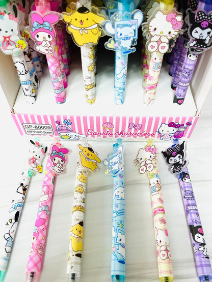 Sanrio Charm Black Ink Pen - Mermaid Kuromi, Cinnamoroll, Hello Kitty, My Melody, Pompompurin - Black Pen - Kawaii Gift for Sanrio Fans