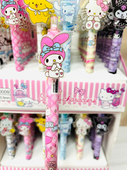 Sanrio Charm Black Ink Pen - Mermaid Kuromi, Cinnamoroll, Hello Kitty, My Melody, Pompompurin - Black Pen - Kawaii Gift for Sanrio Fans