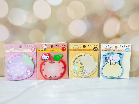 Set of 4 Kawaii Sanrio Family Sticky Notes | My Melody, Hello Kitty, Pompompurin, Pochacco Memo Pads | Stationery Gift Idea