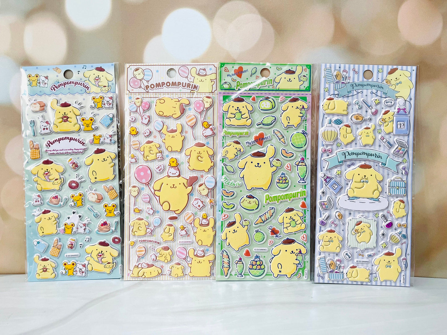 Sanrio 3D Stickers 4 Sheets/ Set - Same Theme - Kuromi, Cinnamoroll, Hello Kitty, My Melody, Pompompurin - Stationary Birthday Gift