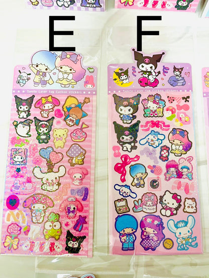 Sanrio Stickers Sheet - Kuromi, Cinnamoroll, Hello Kitty, My Melody, Pompompurin - Kawaii Gift for Sanrio Fans - Stationary Goodness Notes