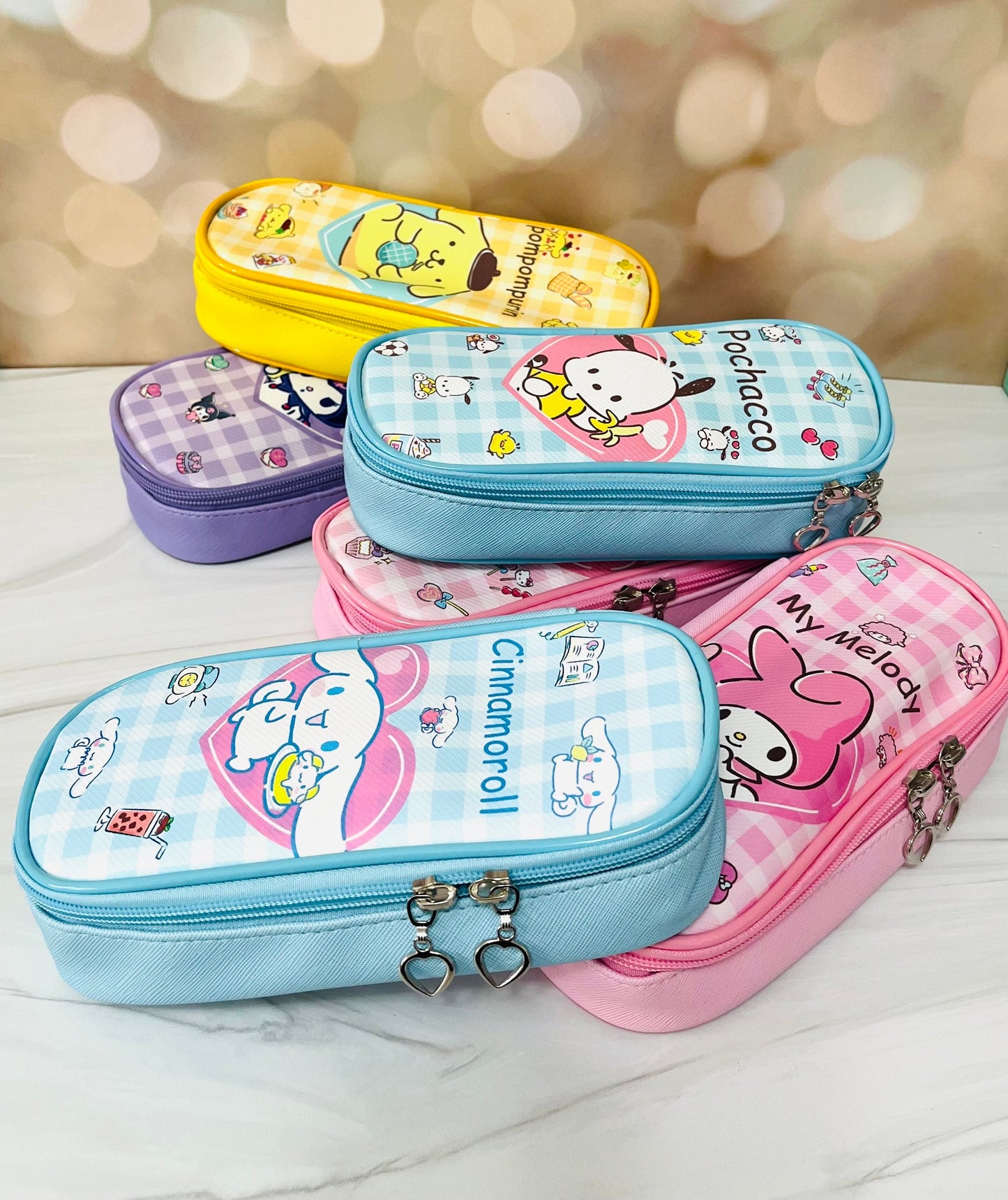 Sanrio Pencil Case - Kuromi, Cinnamoroll, Hello Kitty, My Melody, Pompompurin - Kawaii Pencil Holder - Stationary Pencil Pouch Birthday Gift