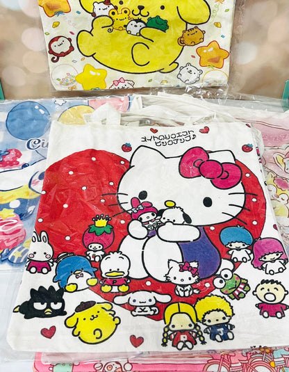 Sanrio Family Canvas Tote - Limited Editions -  Kuromi, Cinnamoroll, Hello Kitty, My Melody, Pompompurin - Kawaii Gift for Sanrio Fans