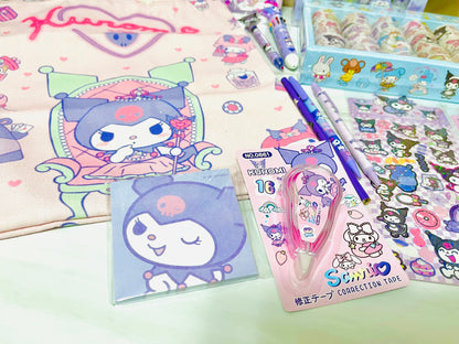 Kuromi Stationery Gift Box - Sanrio Kuromi Washi Tape, Pen, pencils, stickers, tote, notebook, sticky notes Birthday Gift for Kids