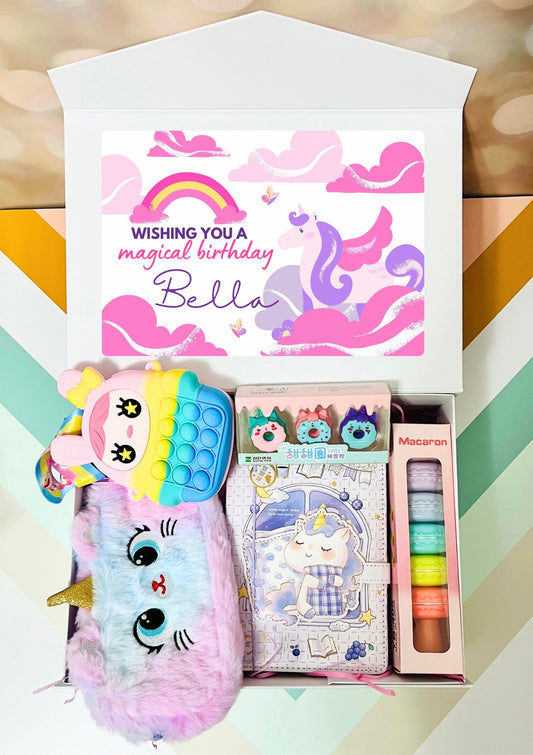 Personalized Name Unicorn Stationery Gift Box | Customized School Supplies Gift | Birthday Gift, Thank you Gift for her, classmates, kids