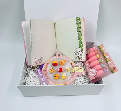 Personalized Name Stationery Gift Box | Hello Kitty Stickers | Foodies Birthday Gift, Thank you Gift for her, classmates, kids