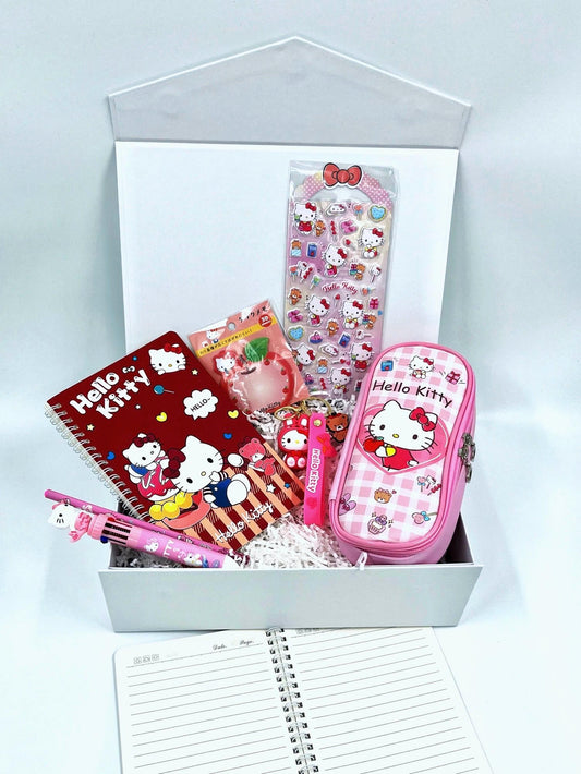 Hello Kitty Personalized Name Stationery Gift Box | Hello Kitty Stickers | Sanrio Birthday Gift, Thank you Gift for her, classmates, kids