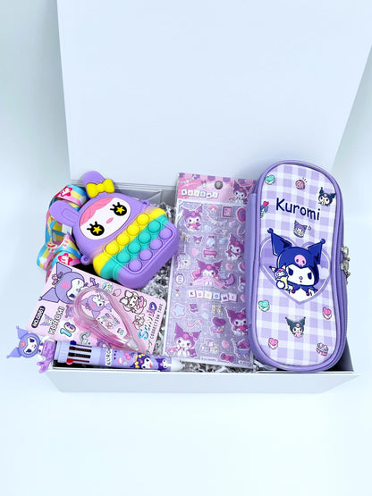 Kuromi Personalized Name Stationery Gift Box | Sanrio Stickers | Birthday Gift, Thank you Gift for her, classmates, kids | Fidget Bag