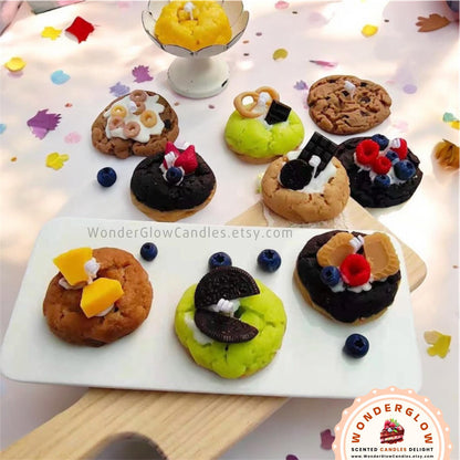 Cookie scented candle styled as a gift
