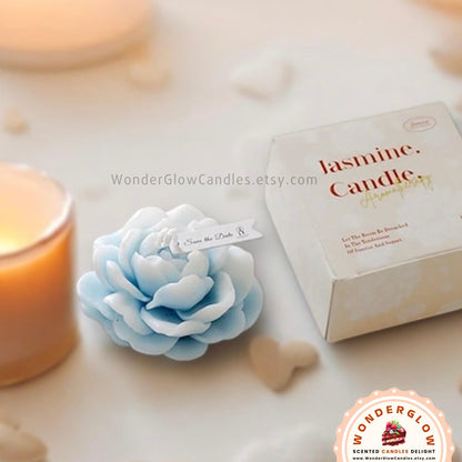 Flower scented candle styled as a gift