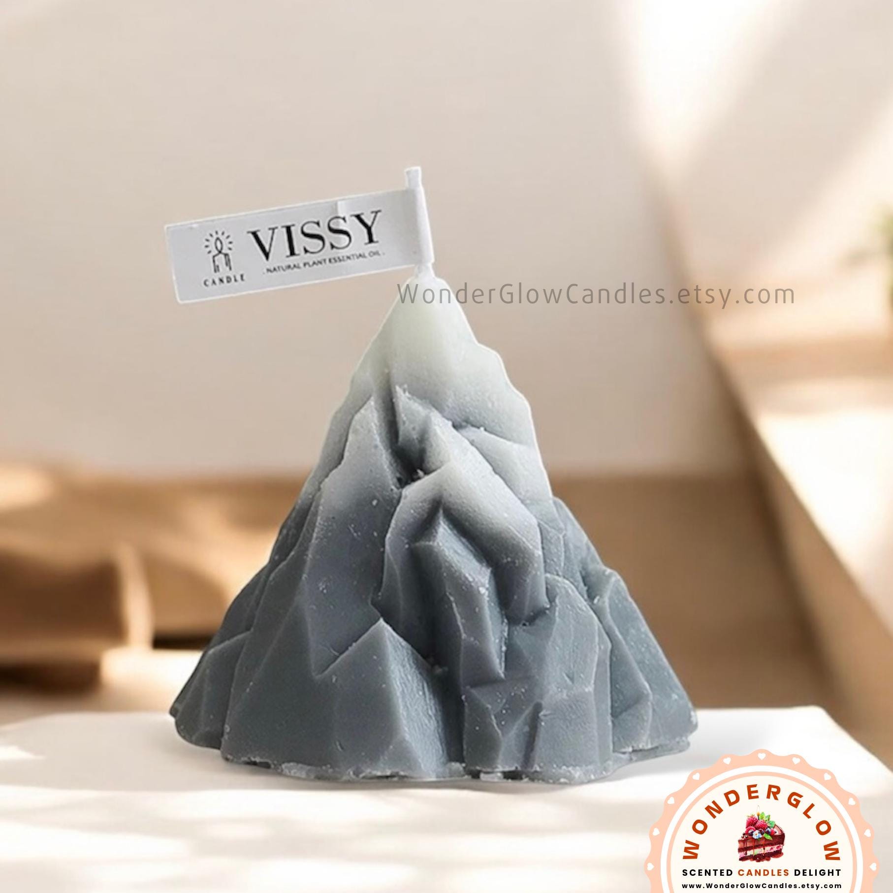 Close-up detail of the mountain scented candle