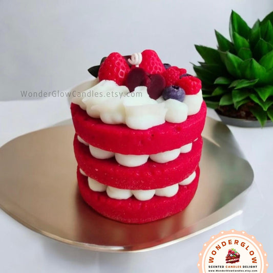 Birthday cake scented candle styled as a gift