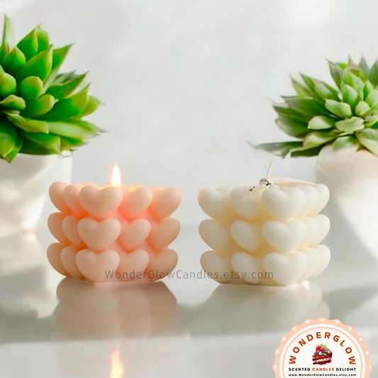 Heart scented candle styled as a gift
