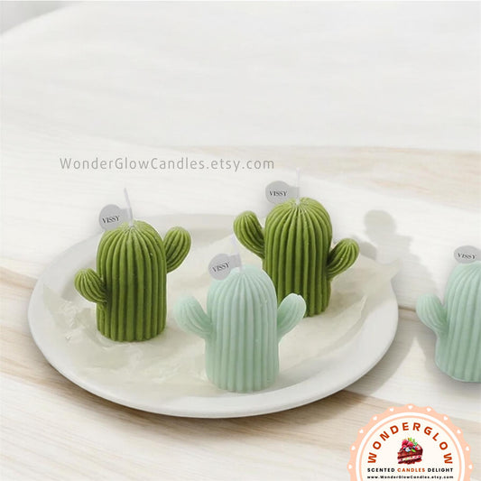Cactus scented candle styled as a gift