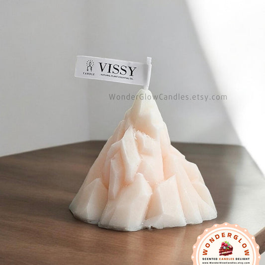 Mountain scented candle styled as a gift