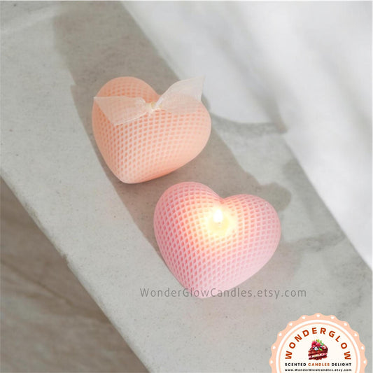 Heart scented candle styled as a gift