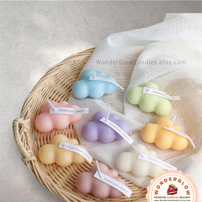 Macaron scented candle styled as a gift