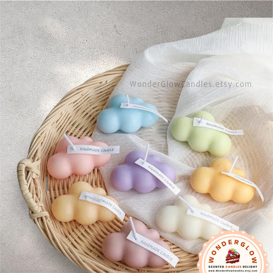 Macaron scented candle styled as a gift