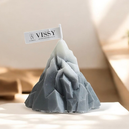 Grey blue ombre mountain shaped scented candle