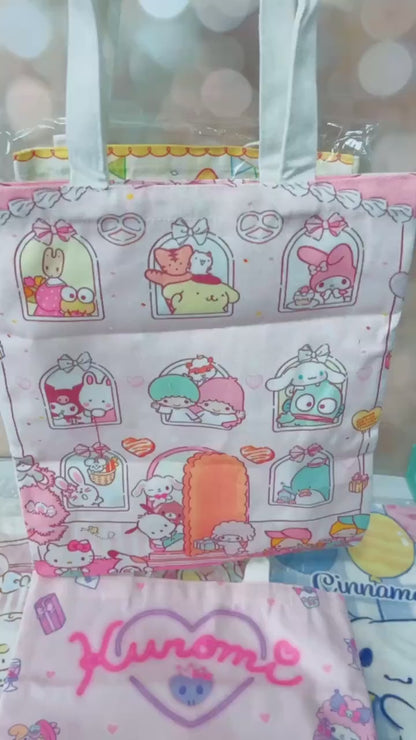 Sanrio Family Canvas Tote - Limited Editions -  Kuromi, Cinnamoroll, Hello Kitty, My Melody, Pompompurin - Kawaii Gift for Sanrio Fans