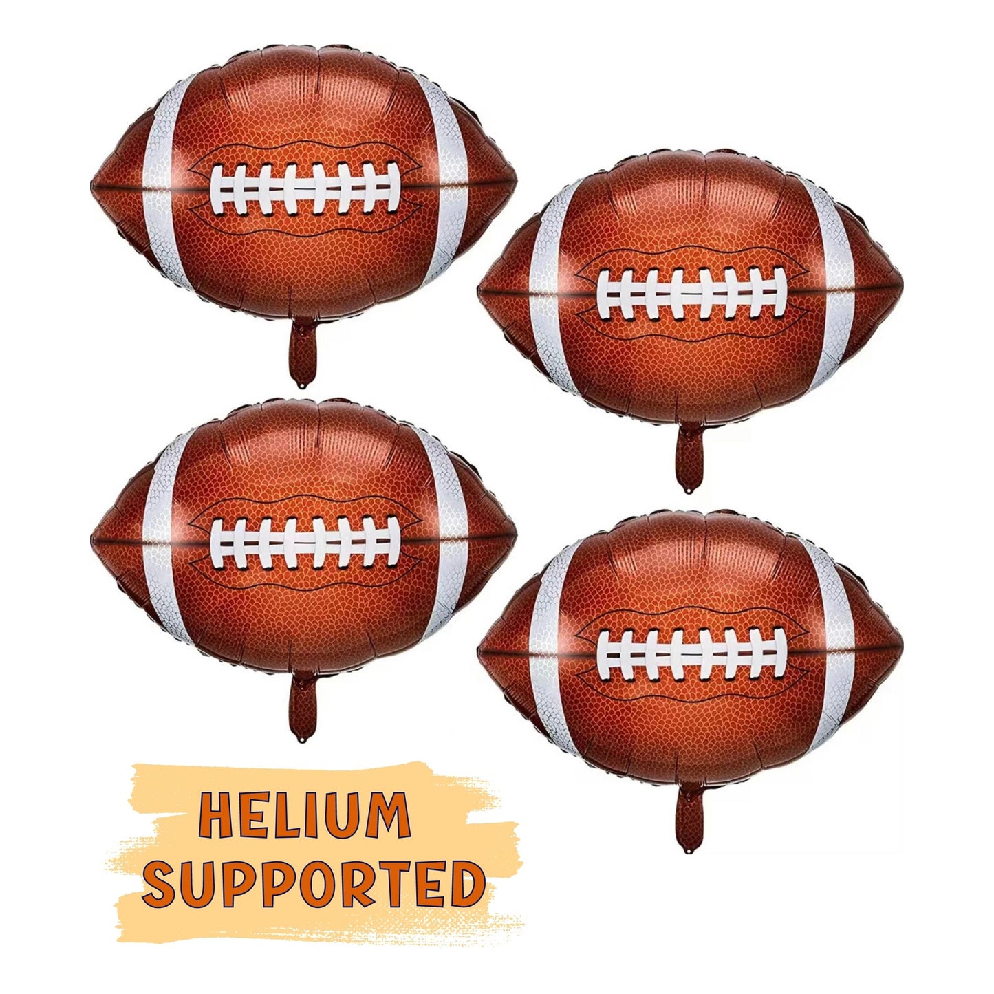 Football Game JUMBO Foil Balloons - Set of 4 - Football/ Sport Themed Party Decoration - Helium Supported