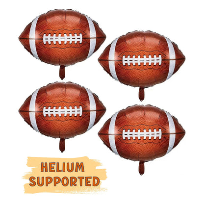 Football Game JUMBO Foil Balloons - Set of 4 - Football/ Sport Themed Party Decoration - Helium Supported