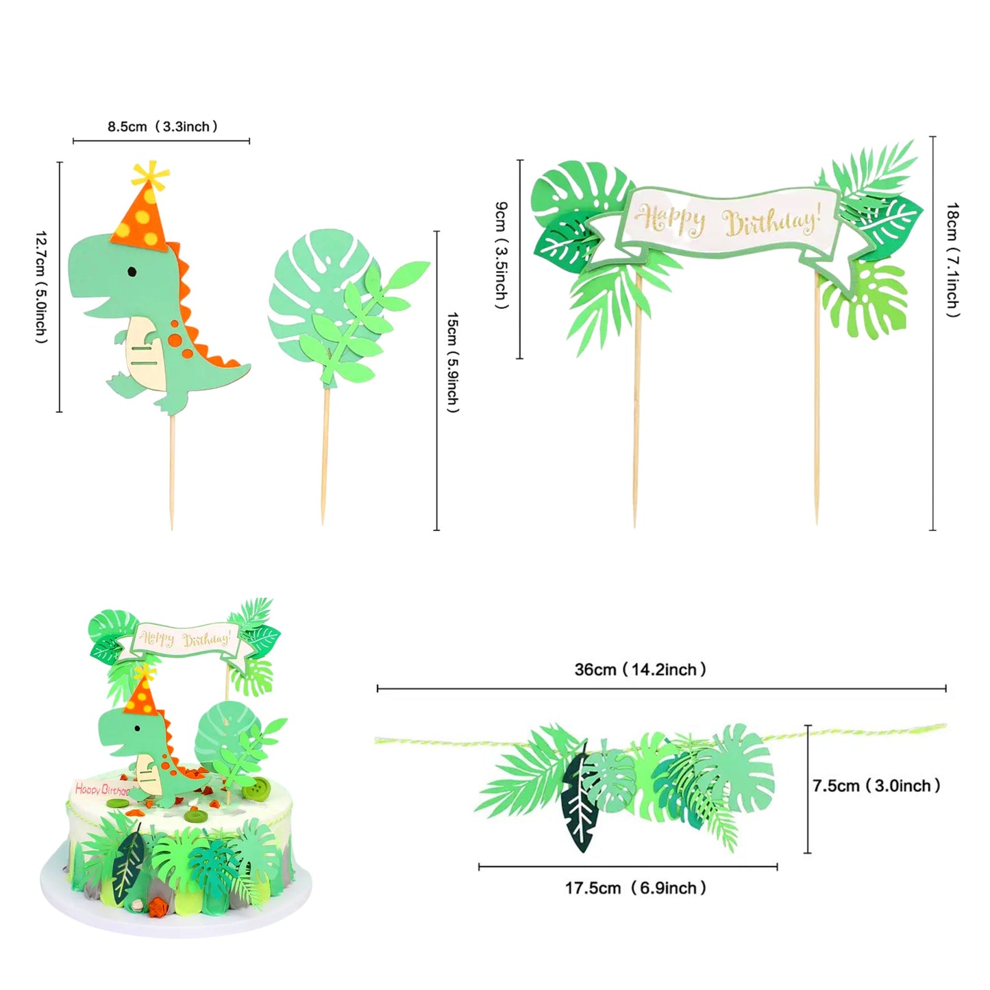 Dinosaur Birthday Cake Toppers Set