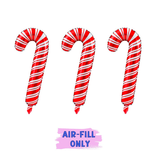 Candy Cane Balloons - JUMBO SIZE - Single Balloon or Set of 4, 8, or 12 - Size 30'' - Air Fill Only -Candy Balloons - Christmas Party Deco