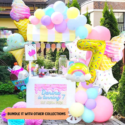 Ice-cream Birthday Balloons - Set of 5 items - Choose the number of your choice - Helium Supported