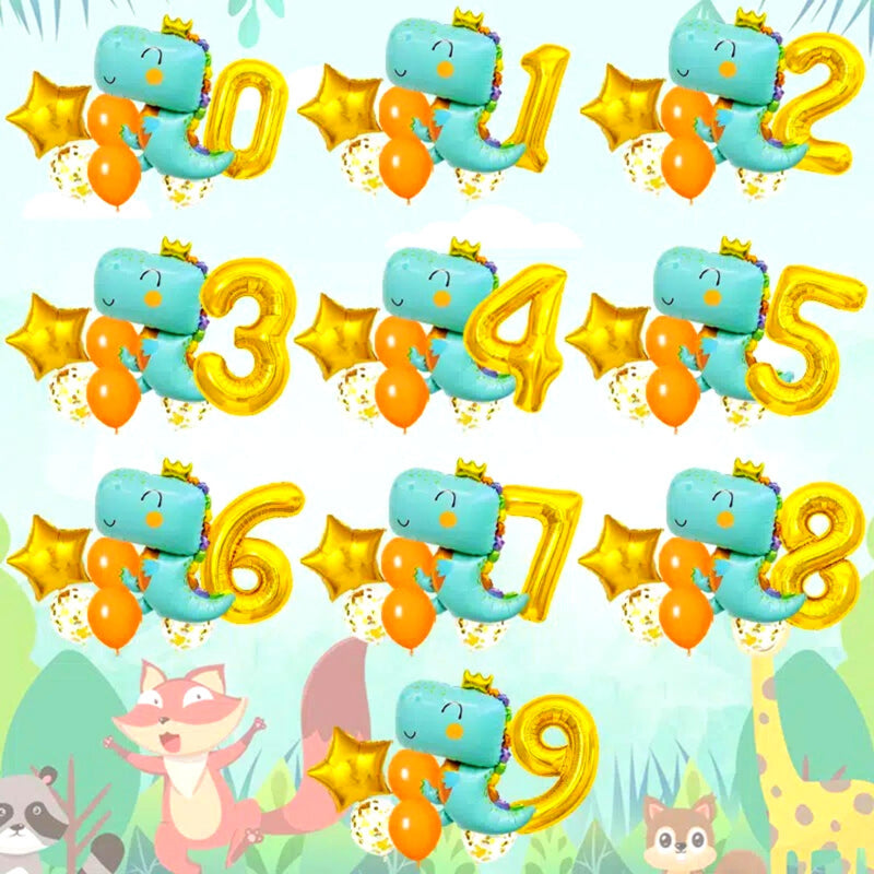 Dinosaur balloon garland kit styled for a birthday party