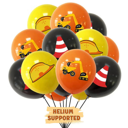 Construction Birthday Theme Vehicle Balloons - Set of 30 Balloons 12'' - Can Be Used For Construction Theme, Traffic Zone Theme, Dump Truck Theme - Helium Supported