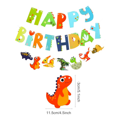 Dinosaur Party Tableware Kit - 18 pcs - Banner, 32" Self-stand Dino Balloon, Cake Topper, Tablecloth.