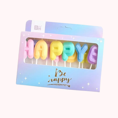 Rainbow Happy Birthday Letters Candles Set / Cake Topper