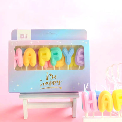 Rainbow Happy Birthday Letters Candles Set / Cake Topper