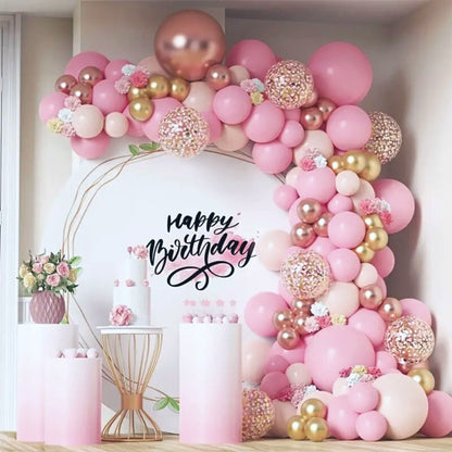 Pink Gold Balloon Garland Kit - 83 pcs - Rose Gold Confetti Latex Balloons