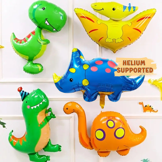 Dinosaur Balloons - 5 JUMBO Dino Balloons in this collection - Party Balloon Decoration - Dino Themed Birthday Balloon