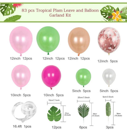 Tropical Balloons Arch Garland Kit | Tropical Hawaii | Aloha Luau | Flamingo Themed Birthdays, Baby Showers - BUNDLE - 83 pcs Hot Pink Party