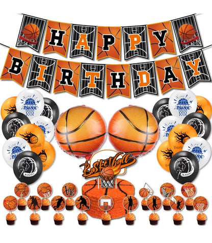 Basketball Birthday Party Decorations - Happy Birthday Banner/Foil Party Balloons/Balloon Garland/Cake Toppers - Sport Party Decor