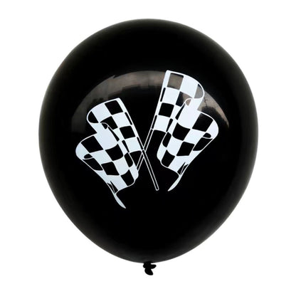 Car Race Flag Balloons - Race Flags Balloons - Set of 30 - 2 styles 2 colors - Balloons Set for Race Car Theme Party Decoration