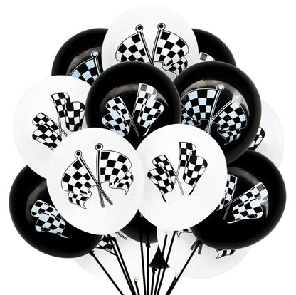 Car Race Flag Balloons - Race Flags Balloons - Set of 30 - 2 styles 2 colors - Balloons Set for Race Car Theme Party Decoration