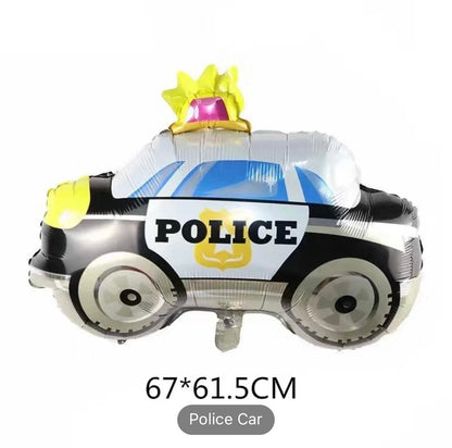 Police Car Balloon, Fire Truck Balloon, School Bus Balloon, Vehicle Themed Party Balloons, First birthday Balloon, Party Balloon Deco - Cars