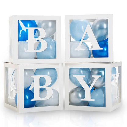 Baby Boxes for Baby Showers with BABY Letters, Baby Shower Decorations, Transparent Balloon Boxes Backdrop, Baby Blocks - Baby Boxes