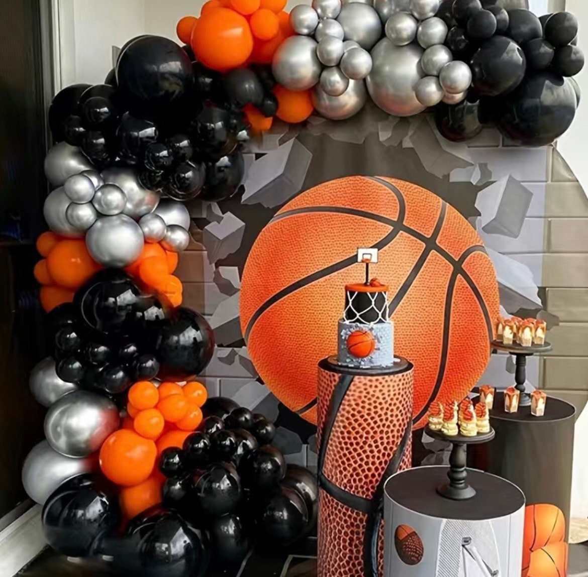 Basketball Birthday Party Decorations - Happy Birthday Banner/Foil Party Balloons/Balloon Garland/Cake Toppers - Sport Party Decor