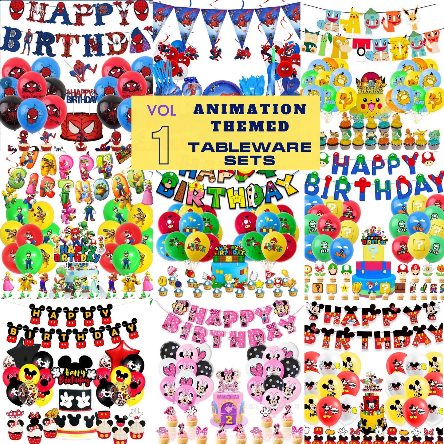 Mari Oh  animation balloon and tableware set VOL 1 | Kid Birthday Balloon | I choose you | Cartoon Party Balloon | Mouse Hero Train Balloon