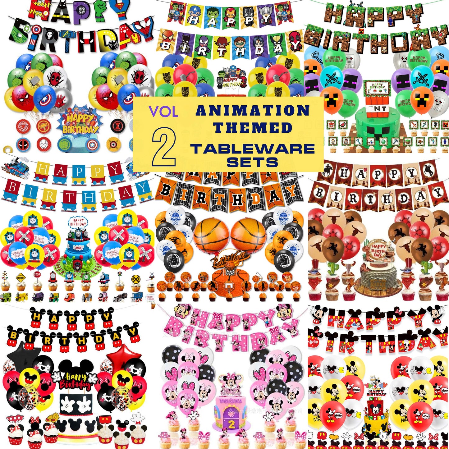 Thomas balloon and tableware set VOL 2 | Kid Birthday Balloon | I choose you | Cartoon Party Balloon | Mouse Hero Train Balloon